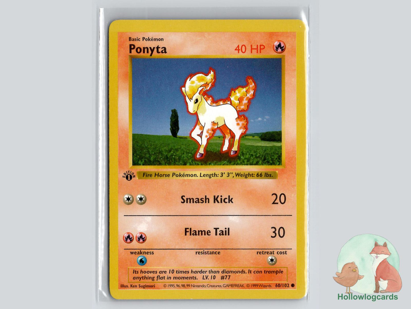 1st Edition Ponyta (60/102) - Base Pokémon Card