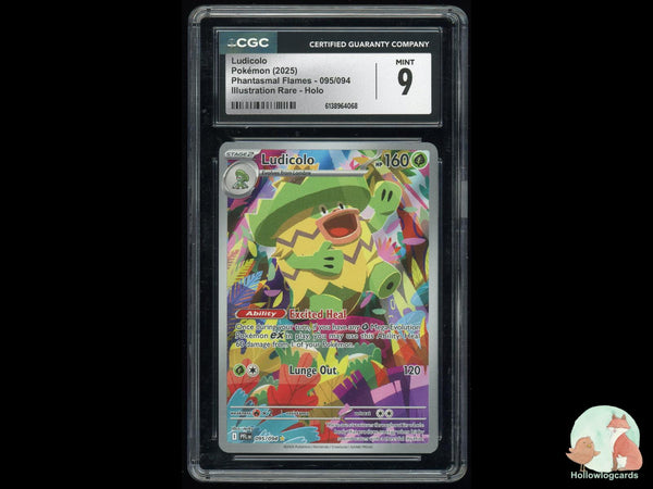 Graded Ludicolo (095/094) Phantasmal Flames - Illustration Rare Holo - CGC Mint 9