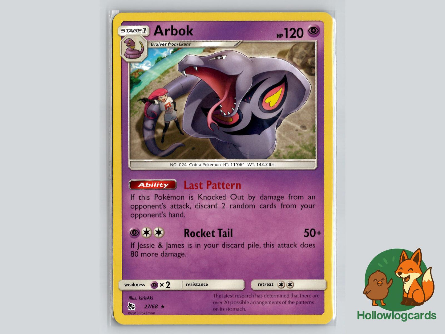 Arbok (27/68) - Hidden Fates Pokémon Card