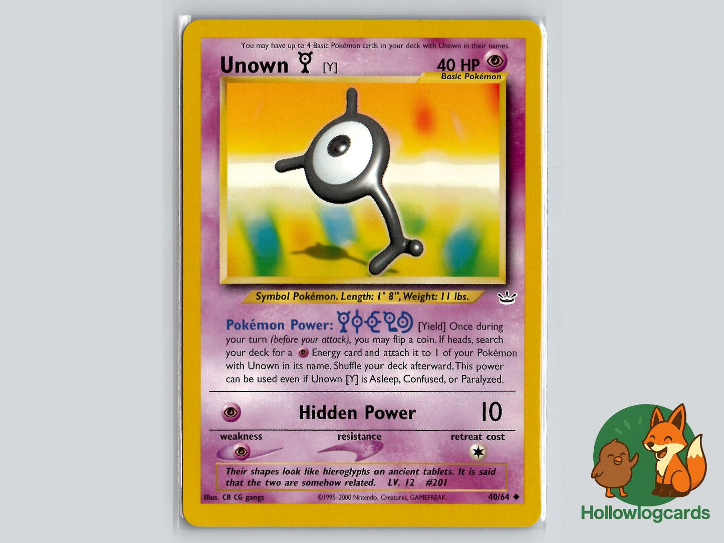 Unown [Y] (40/64) - Neo Revelation Pokémon Card