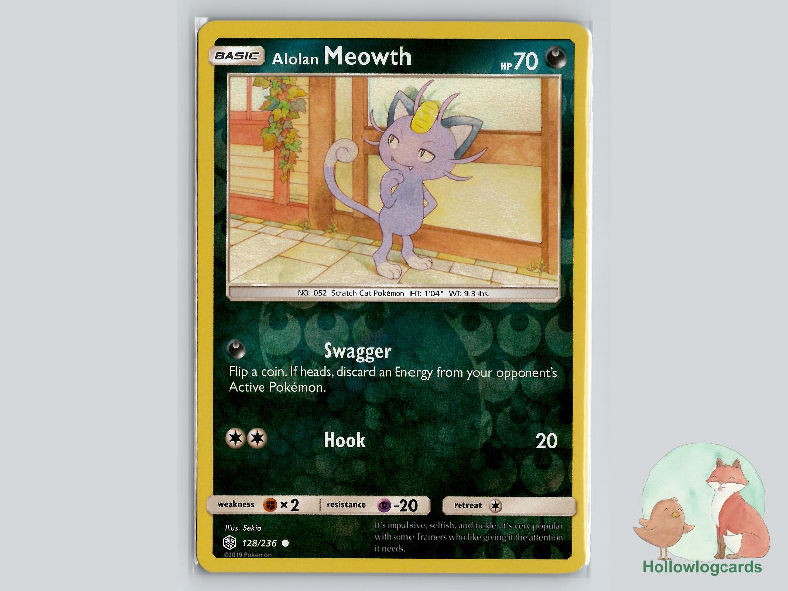 Alolan Meowth (128/236) - Cosmic Eclipse Pokémon Card