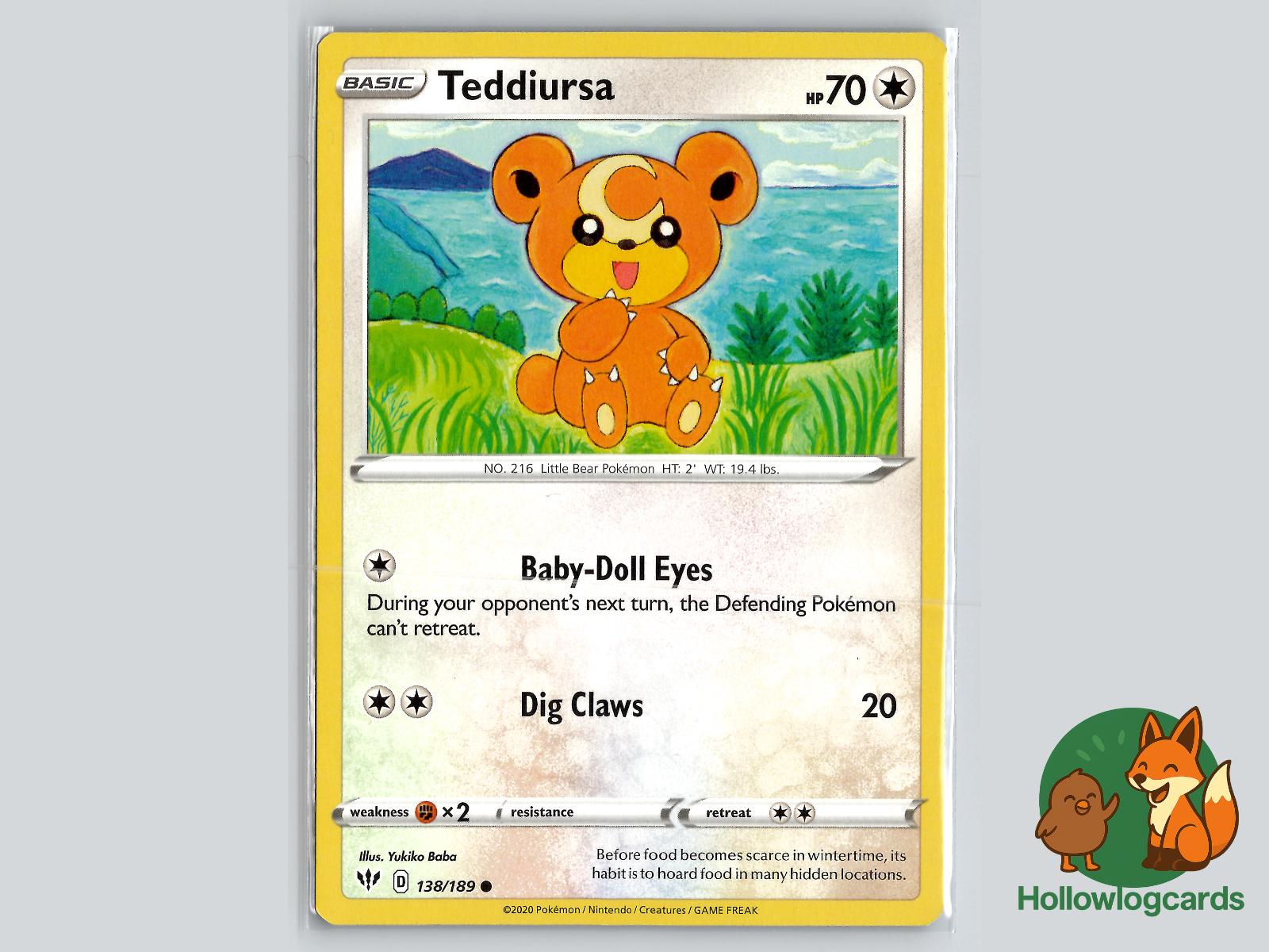 Teddiursa (138/189) - Darkness Ablaze Pokémon Card