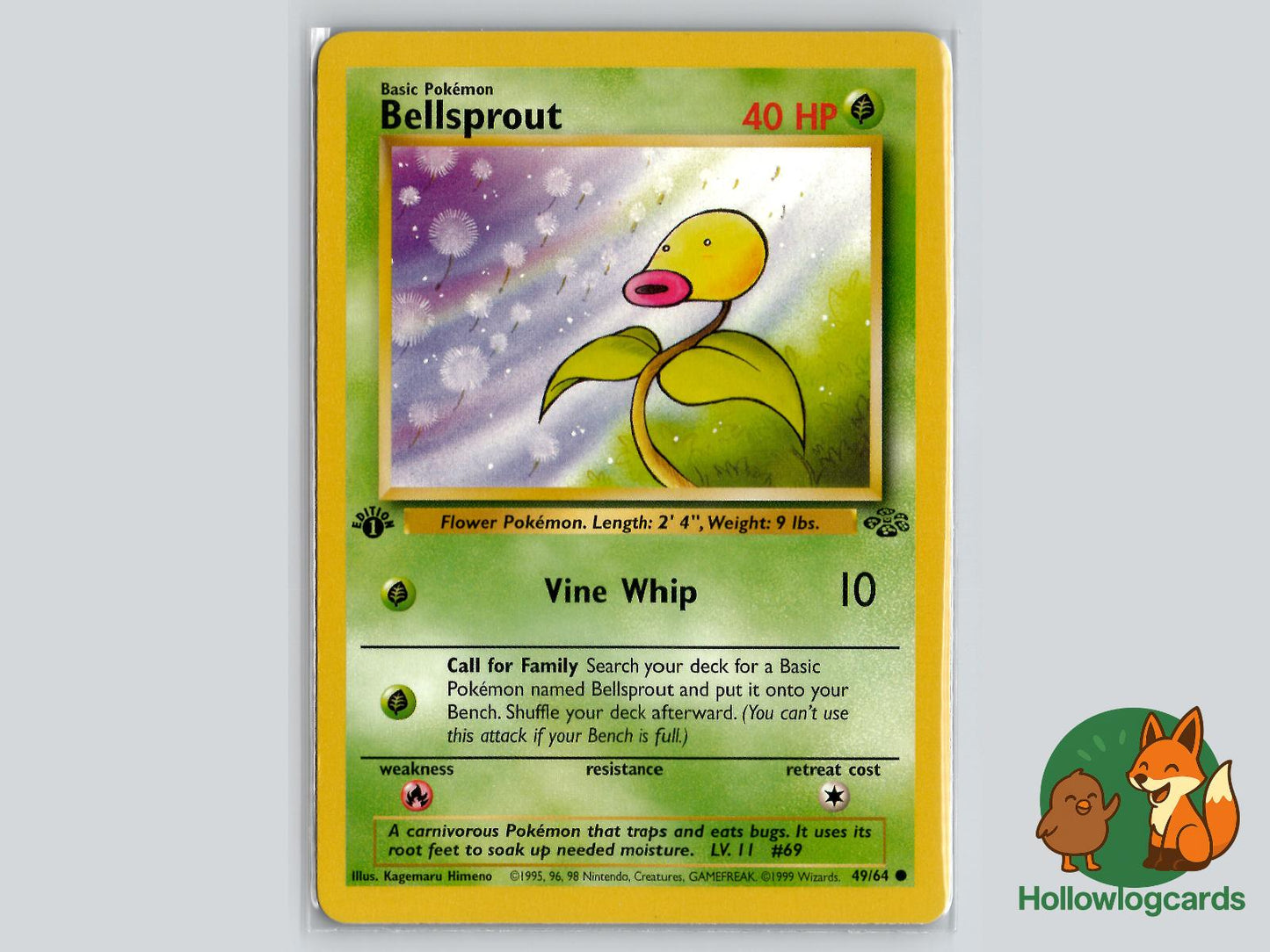 1st Edition Bellsprout (49/64) - Jungle Pokémon Card