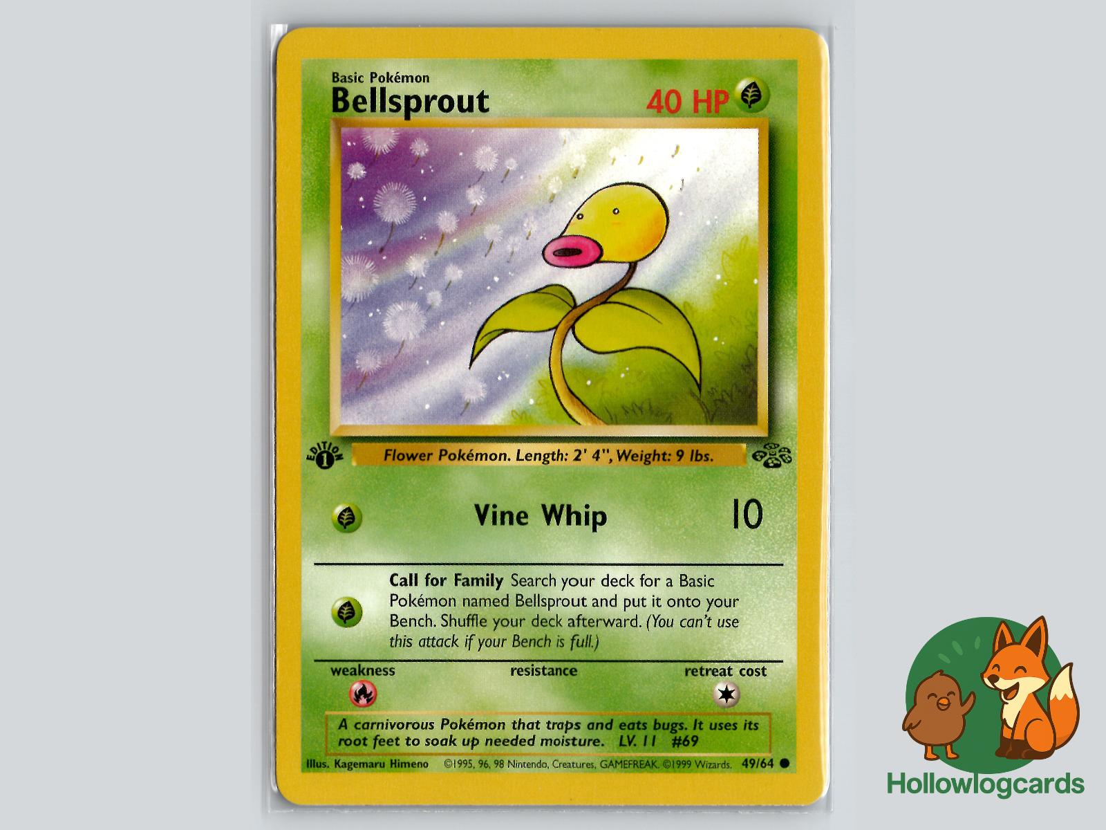 1st Edition Bellsprout (49/64) - Jungle Pokémon Card