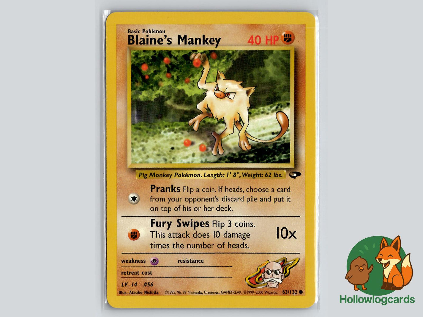 Blaine's Mankey (63/132) - Gym Challenge Pokémon Card