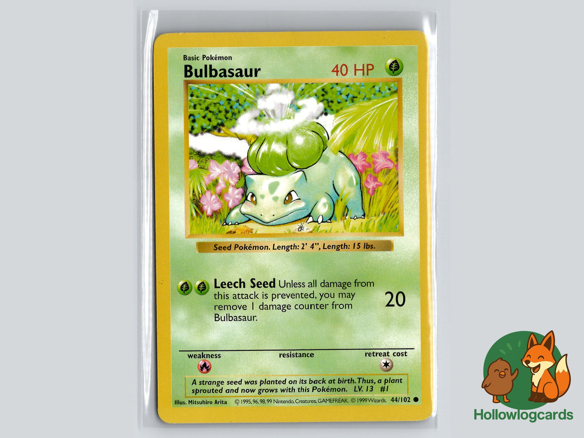Bulbasaur (44/102) - (Shadowless) Base Set - WOTC – Hollowlog Cards