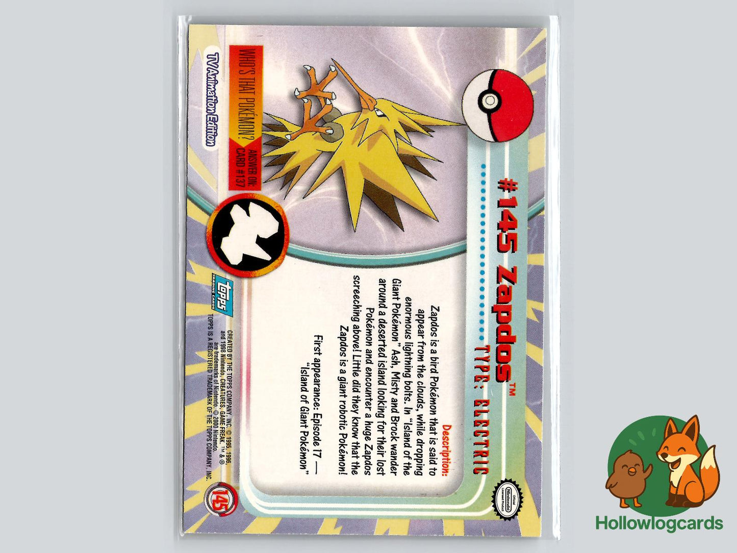 Zapdos (#145) - Topps Trading Cards Series 3