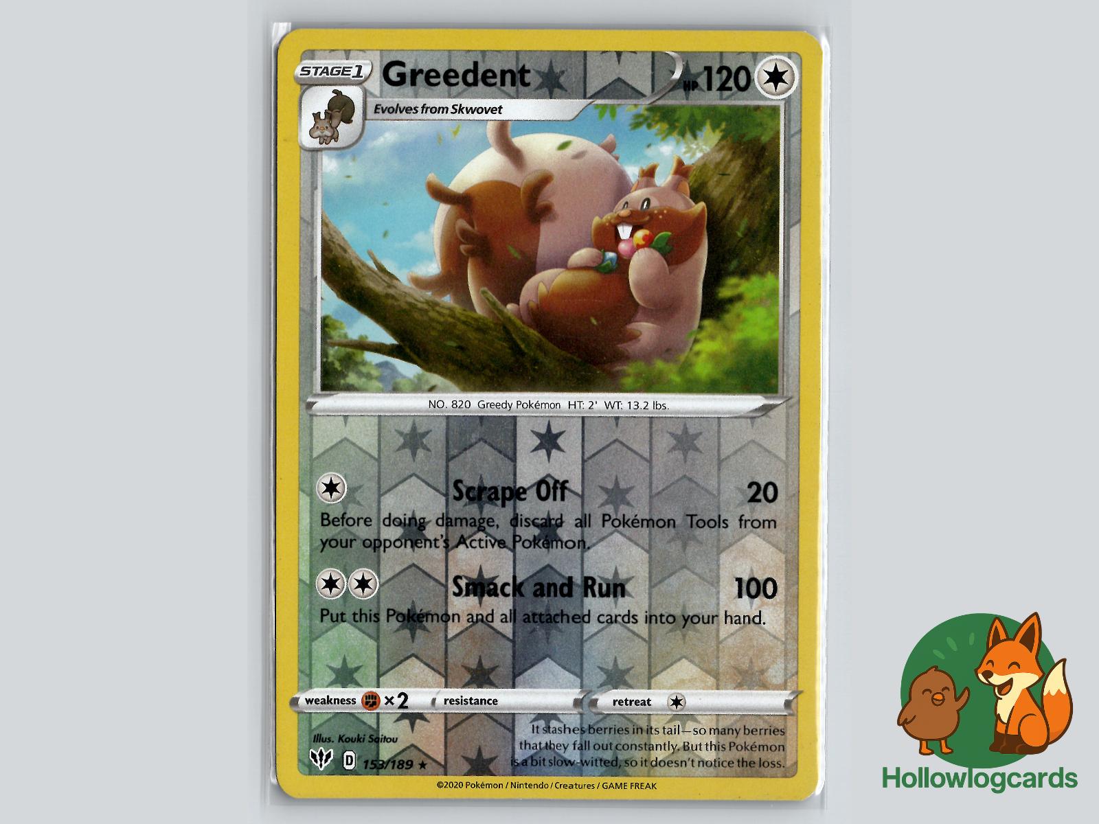 Greedent (153/189) - Darkness Ablaze Pokémon Card