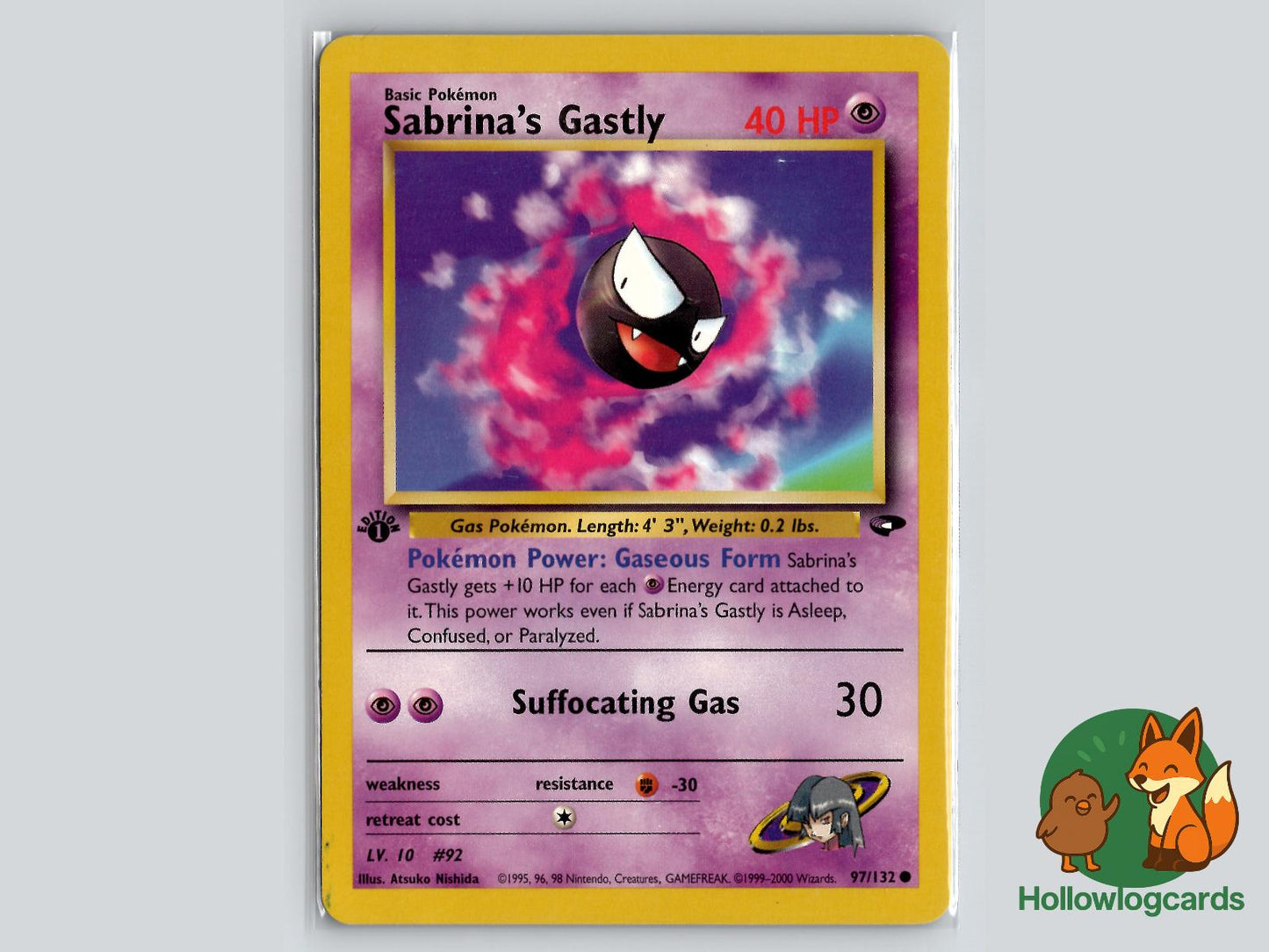 1st Edition Sabrina's Gastly (97/132) - Gym Challenge Pokémon Card