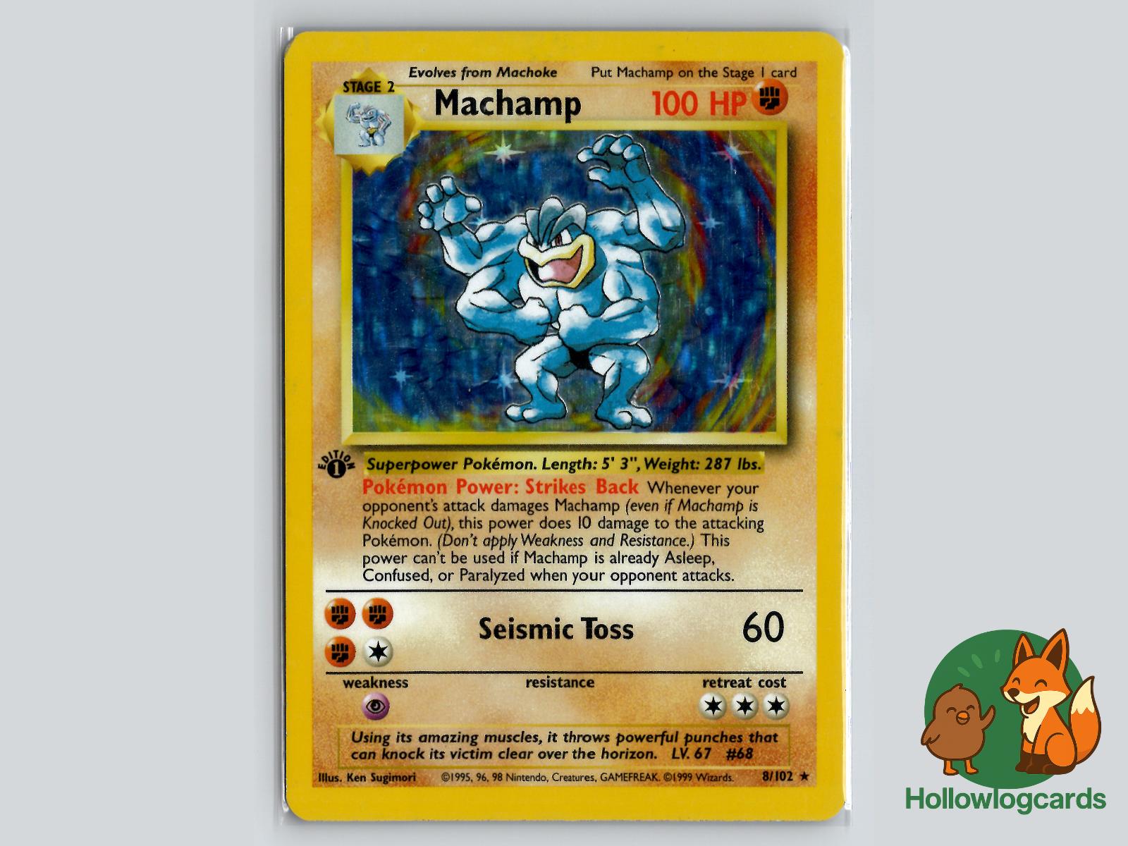 1st Edition Machamp (8/102) - Base Pokémon Card