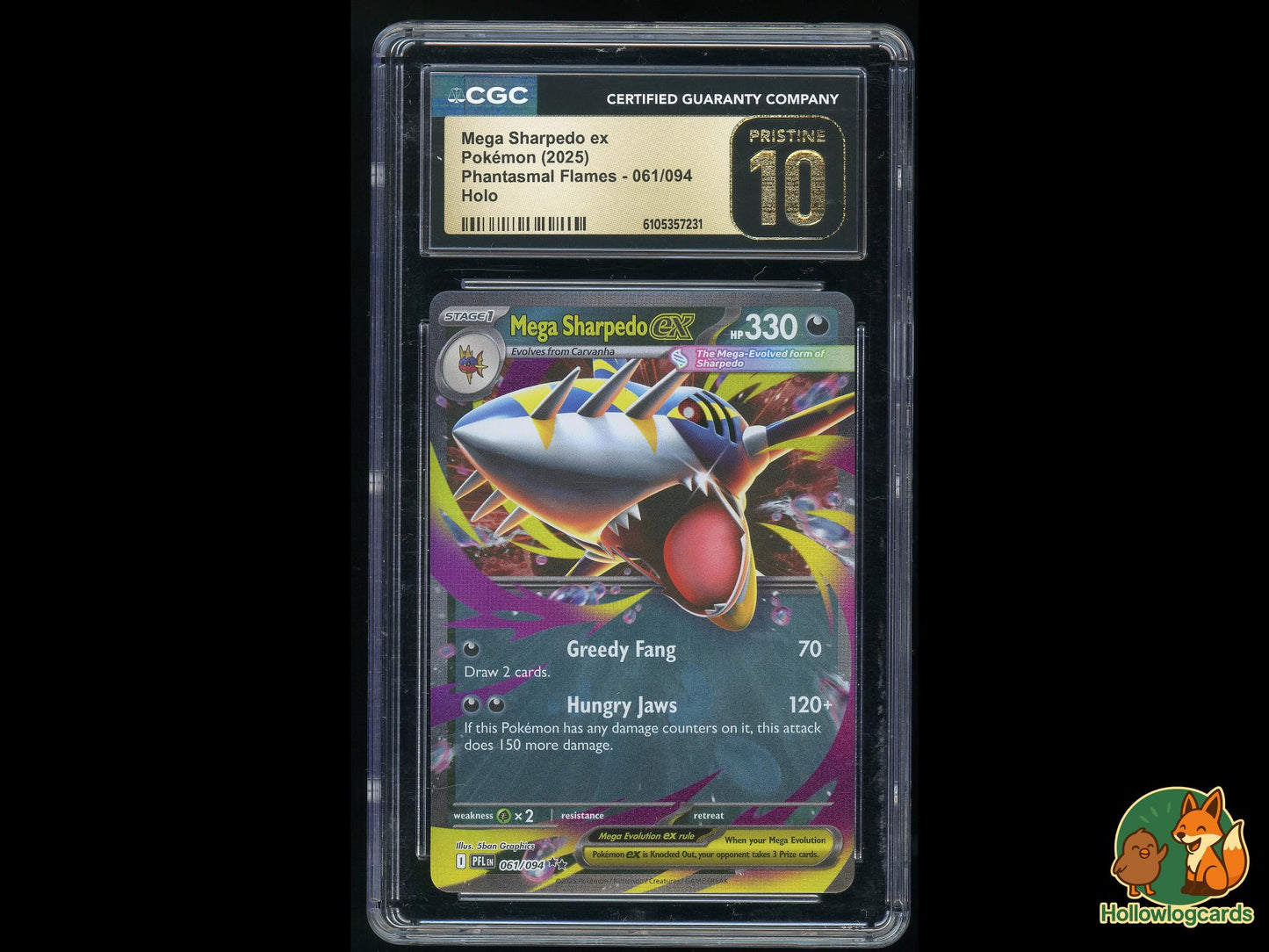Graded Mega Sharpedo EX (061/094) Phantasmal Flames - CGC PRISTINE 10