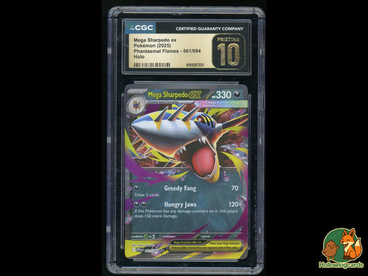 Graded Mega Sharpedo EX (061/094) Phantasmal Flames - CGC PRISTINE 10