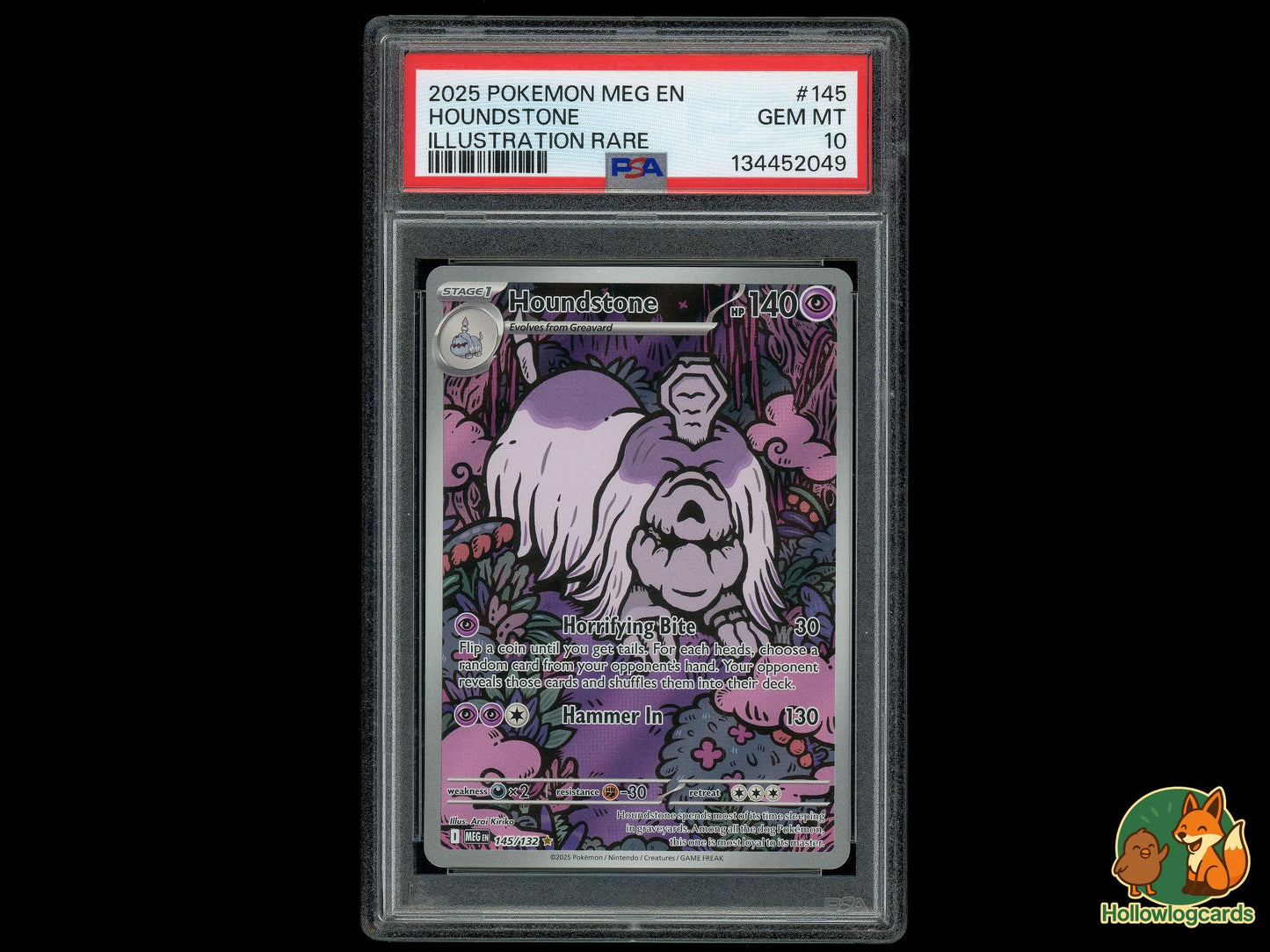 Graded Houndstone (145/132) Illustration Rare Meg En - mega Evolution - PSA 10