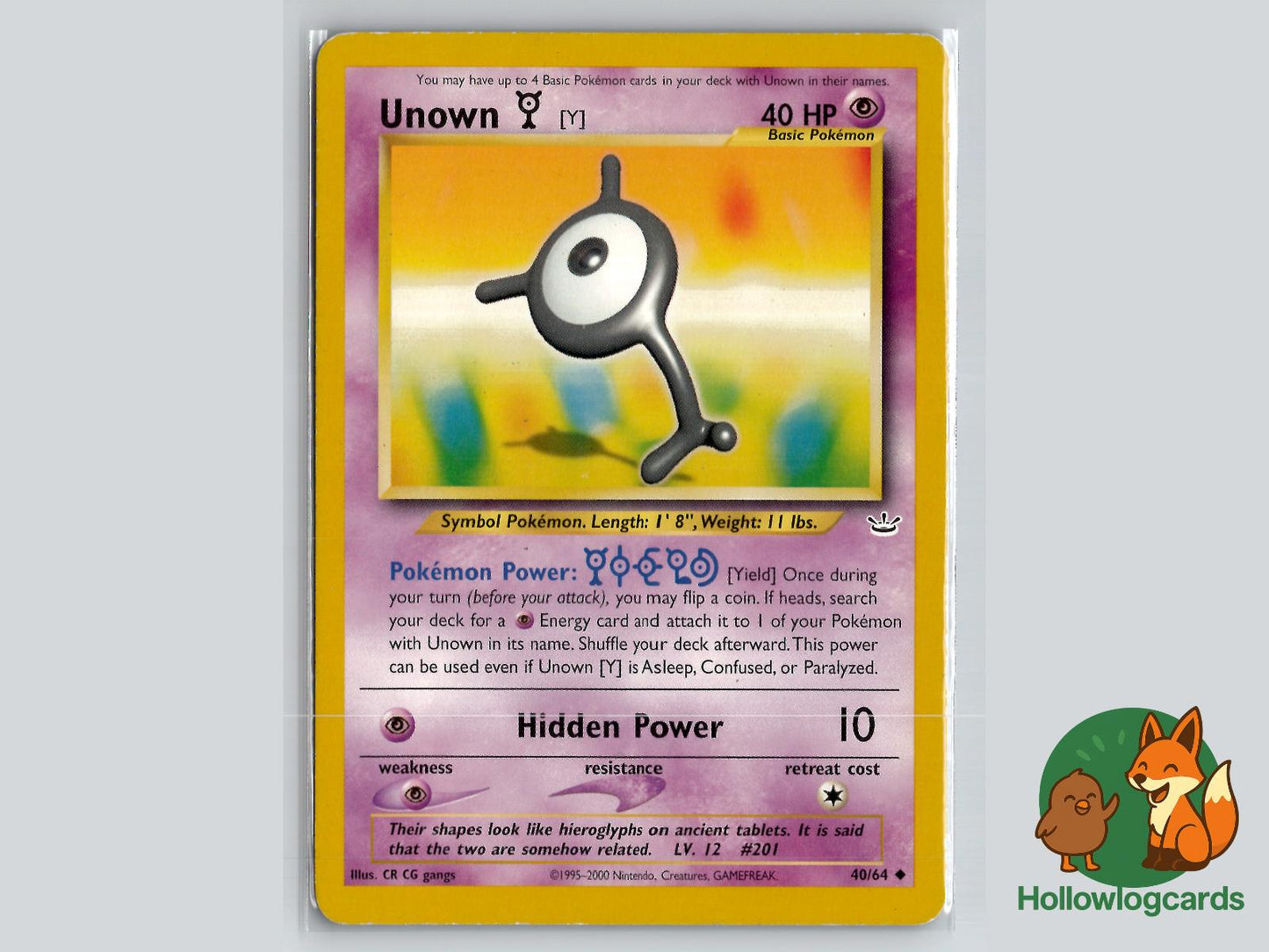 Unown [Y] (40/64) - Neo Revelation Pokémon Card