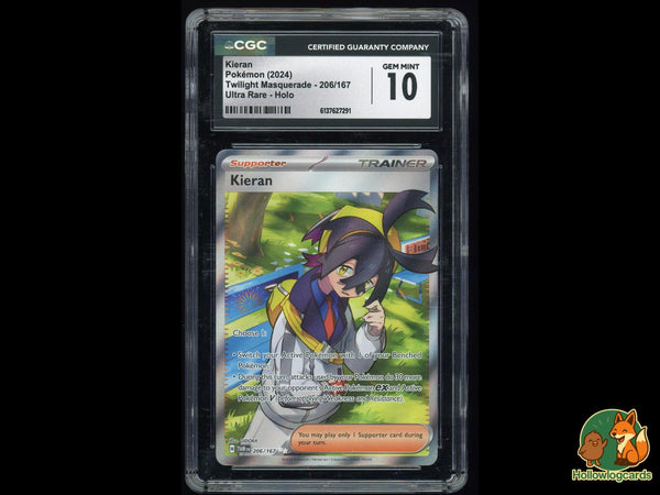 Graded Kieran (206/167) Ultra Rare Holo Twilight Masquerade - CGC Gem Mint 10
