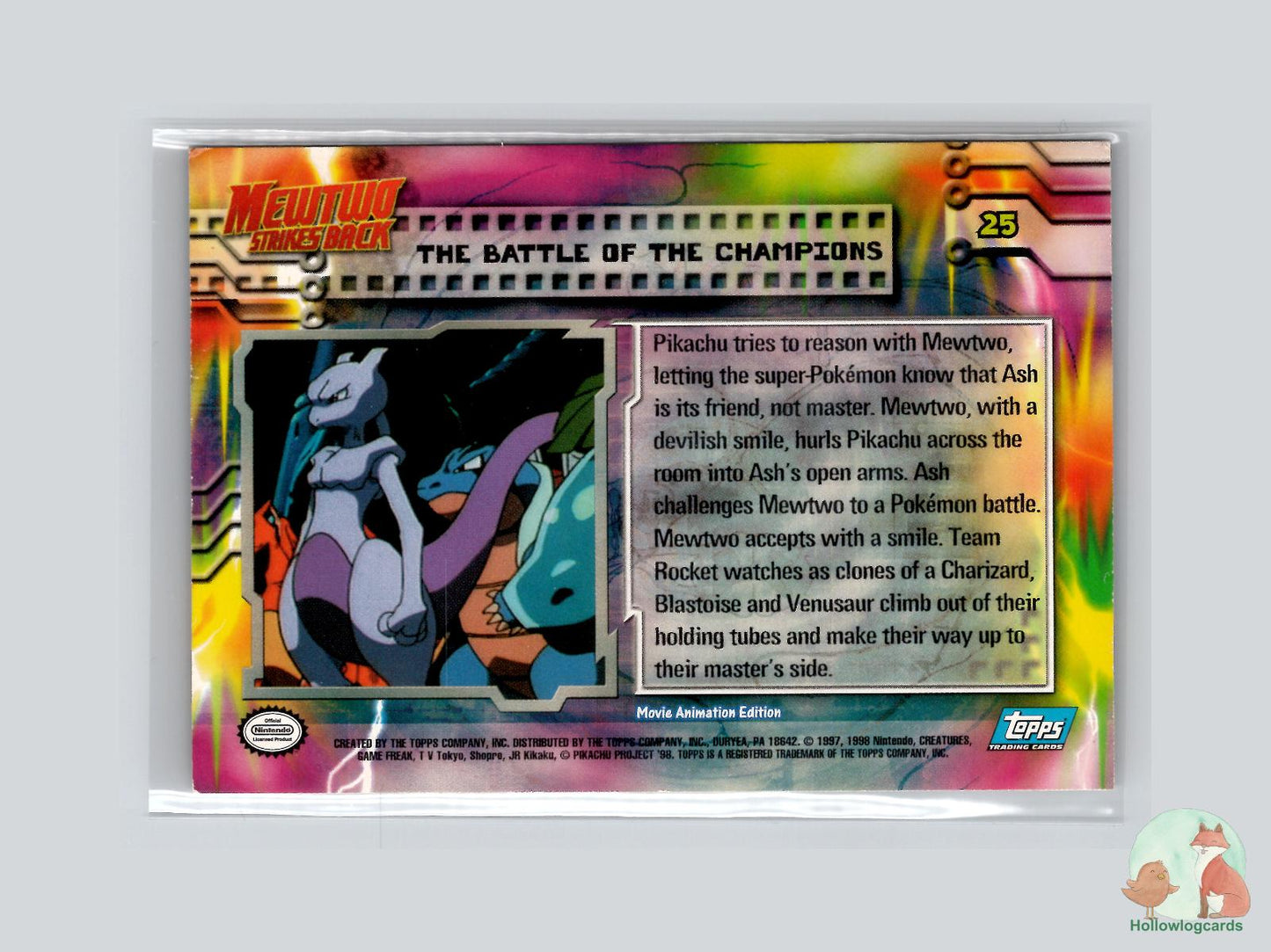 The Battle Of The Champions [Pikachu, Vulpix, Squirtle, Psyduck] (#25) - Topps Mewtwo Strikes Back