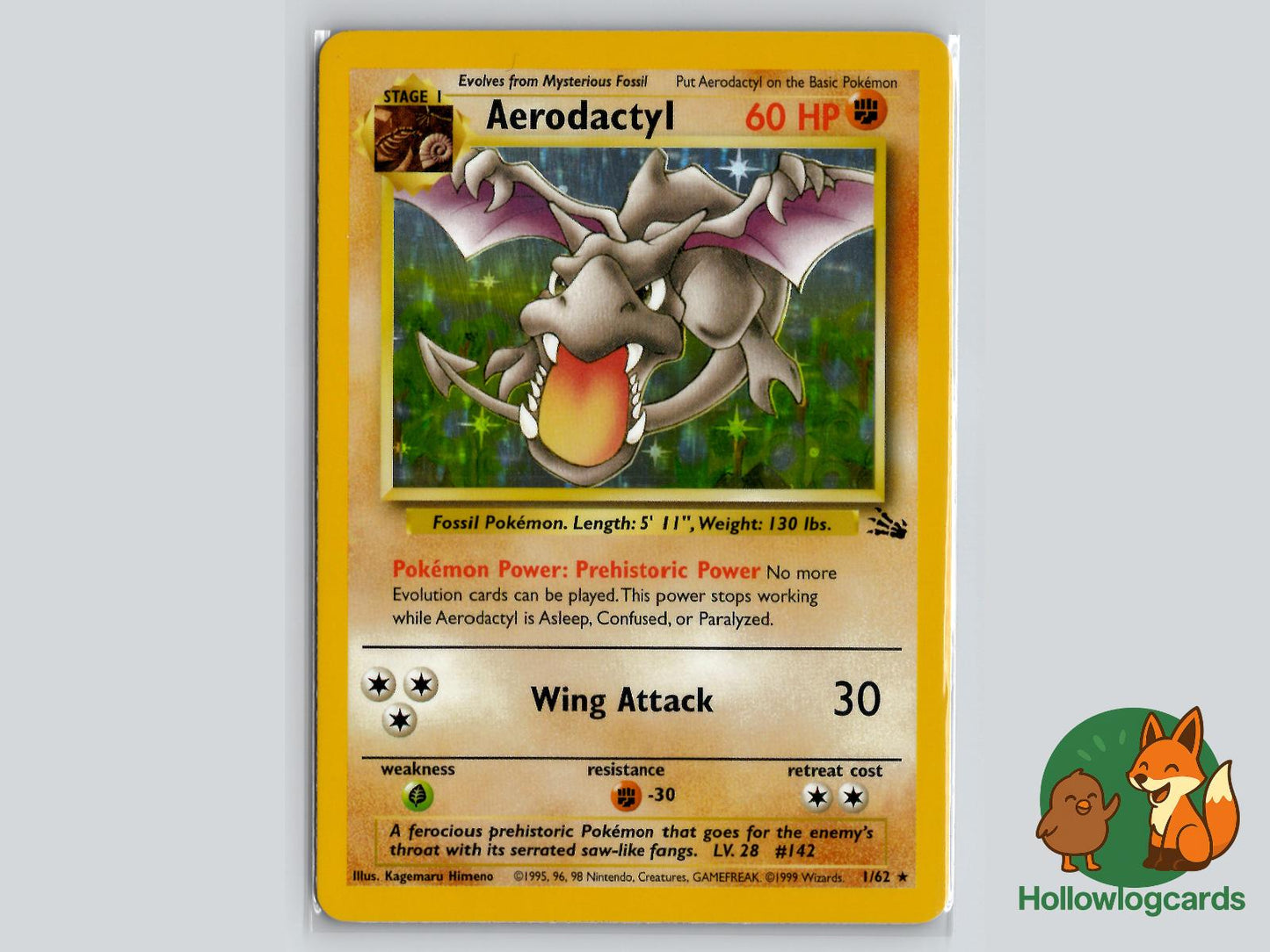 1st Edition Aerodactyl (1/62) - Fossil Pokémon Card
