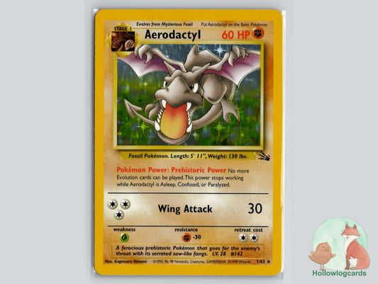 1st Edition Aerodactyl (1/62) - Fossil Pokémon Card