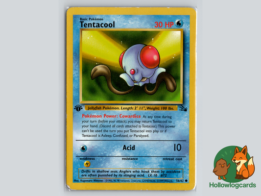 1st Edition Tentacool - FOSSIL - [56/62] WOTC Vintage