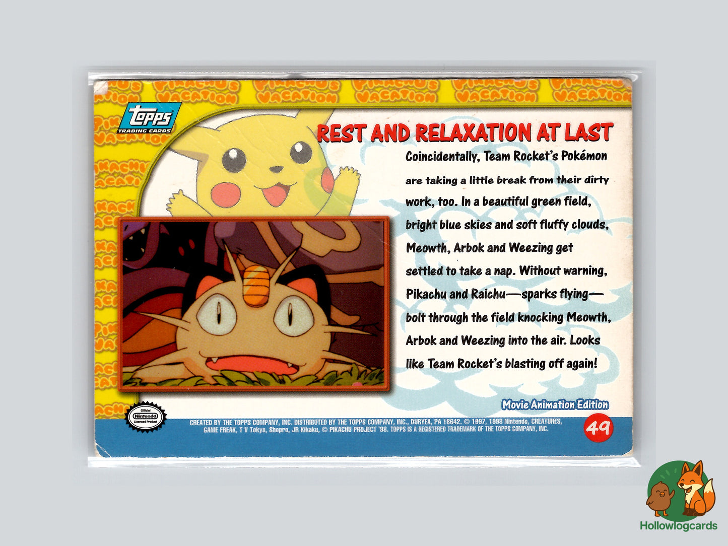 Rest and Relaxation at Last (Meowth) - 49 - Topps - 1999 - Vintage