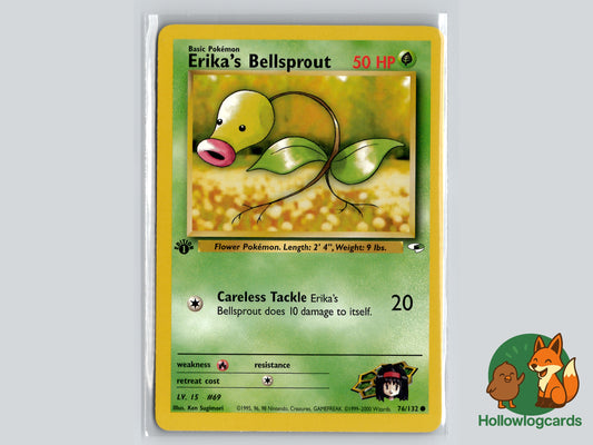 1st Edition - Erika's Bellsprout - Gym Challenge 76/132 - WOTC - - Sugimori