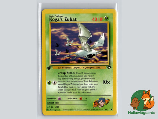 1st Edition - Koga’s Zubat - Gym Challenge [83/132] - 2000 WOTC - Sugimori