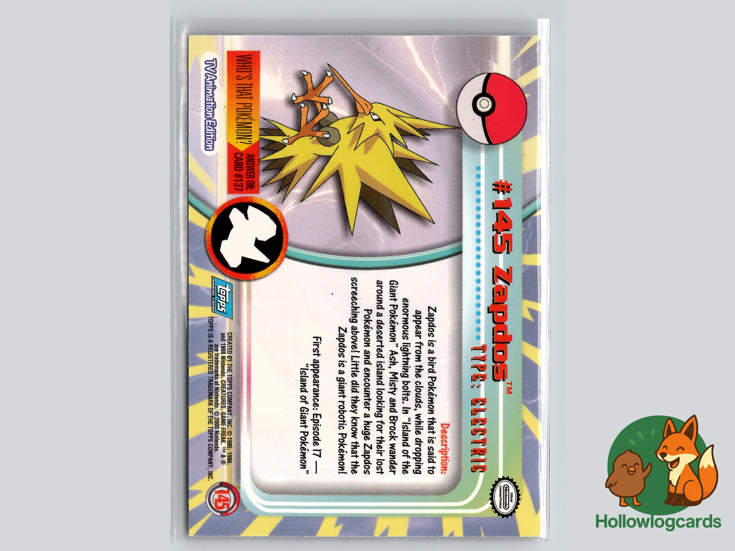 Zapdos - HOLO CHROME [145] - Topps - 1999 - Vintage