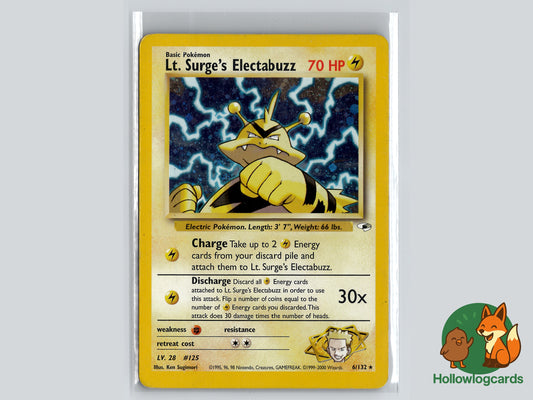 Lt. Surge's Electabuzz - HOLO Gym Heroes 6/132 - WOTC - Sugimori