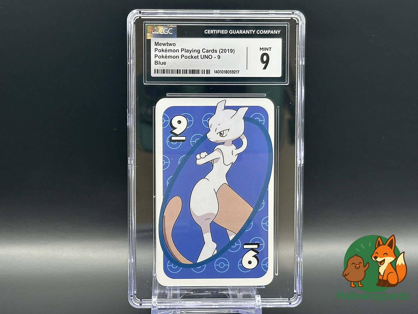 Graded Mewtwo “ Pokemon UNO (2019) “ CGC 9 “ BLUE 9 “ Pocket UNO Card