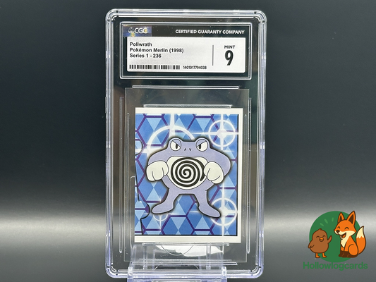 Graded Poliwrath - Pokémon Merlin (1998) - Series 1 #236 - CGC Mint 9