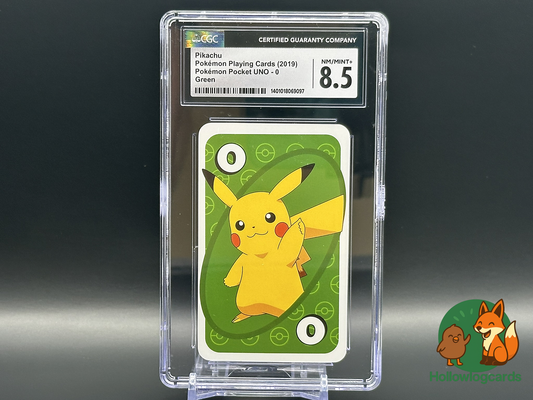 Graded Pikachu - Pokemon Pocket UNO - 0 Green - CGC NM/Mint+ 8.5