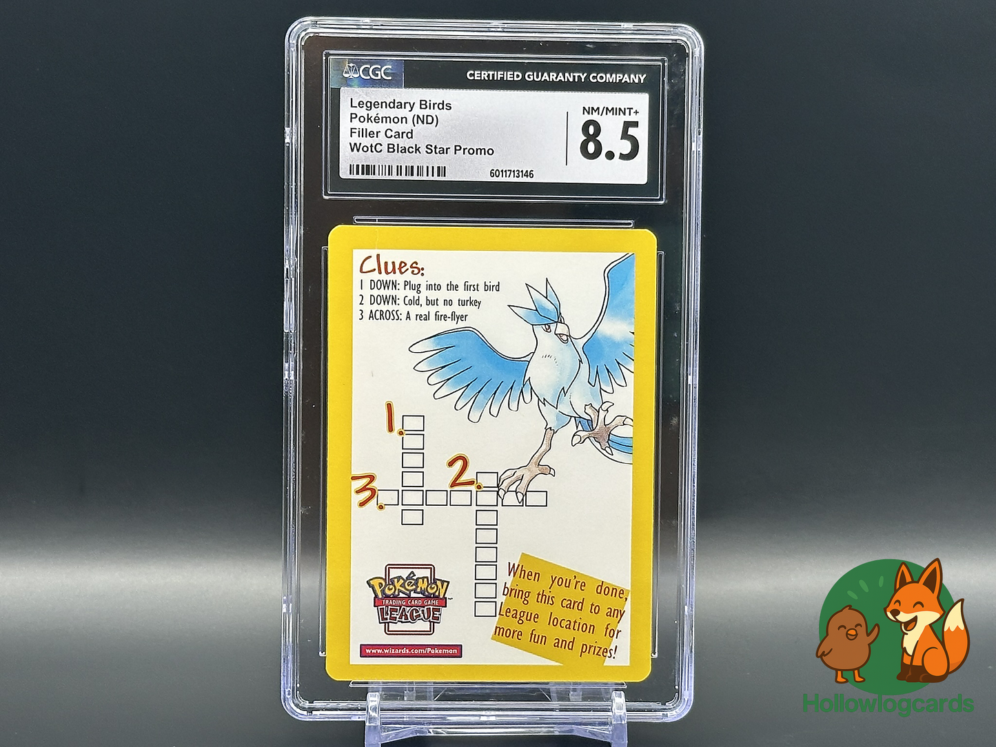 Graded Legendary Birds Filler Articuno Zapdos - WotC Black Star Promo - CGC 8.5