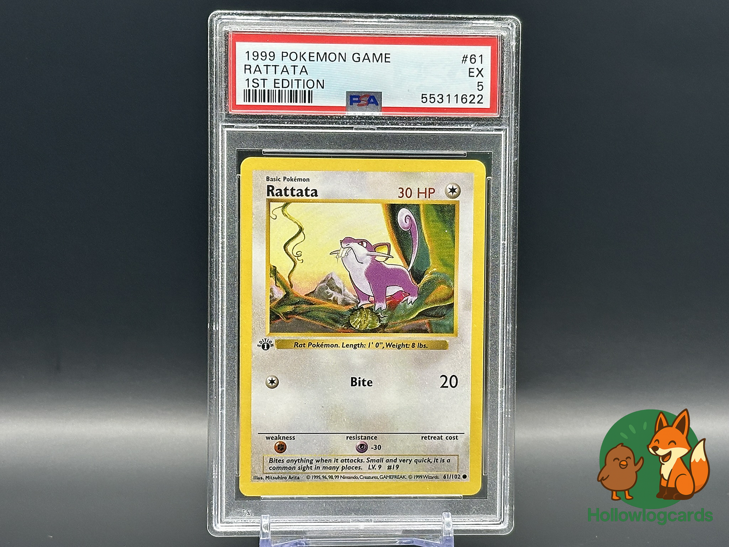 Graded 1st Edition - Rattata - Base Set [61/102] - PSA 5 WOTC - Arita