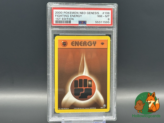 Graded 1st Edition Fighting Energy (106/111) - Neo Genesis - Neo PSA 8