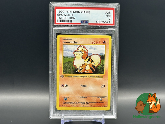 Graded 1st Edition - Growlithe - Base Set [28/102] - 1999 WOTC - PSA 7