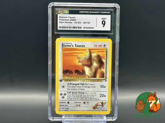 Graded 1st Edition - Blaine's Tauros - Gym Heroes [64/132] - CGC 9