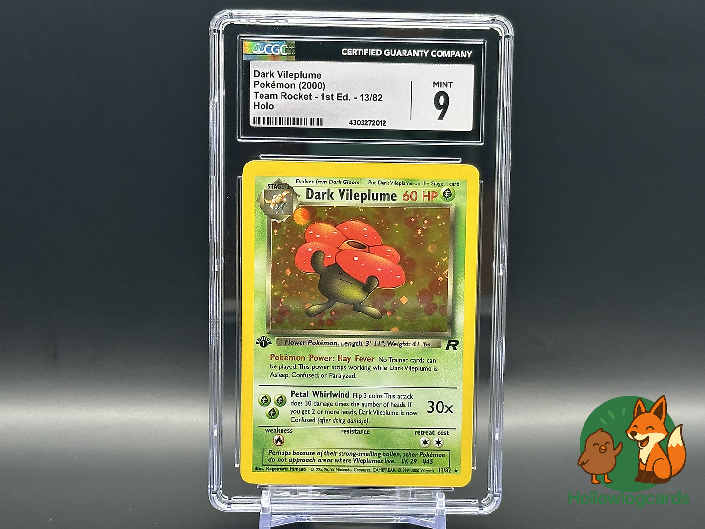 Graded 1st Edition Dark Vileplume HOLO - Team Rocket - 9 Mint CGC