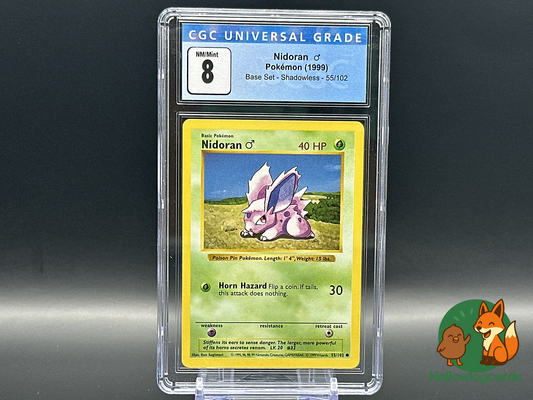 Graded Nidoran Male - Base Set Shadowless [55/102] - CGC 8 WOTC - Sugimori