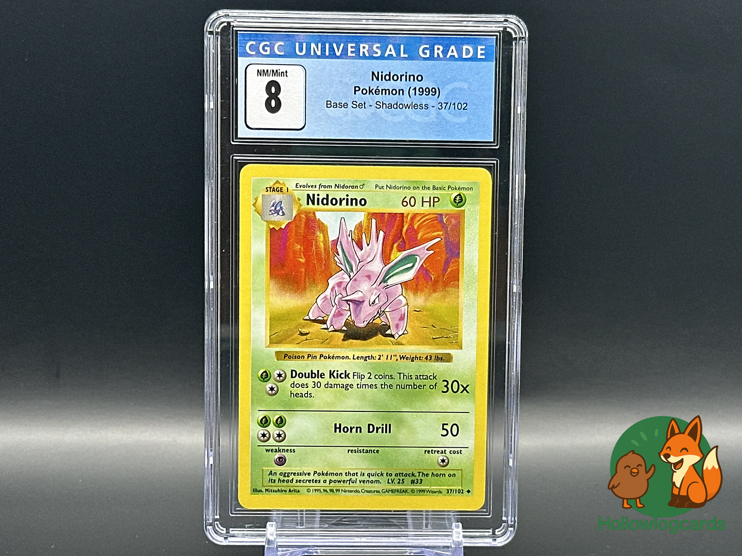 Graded Nidorino - Base Set Shadowless [37/102] - CGC 8 WOTC - Arita