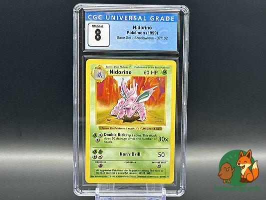 Graded Nidorino - Base Set Shadowless [37/102] - CGC 8 WOTC - Arita