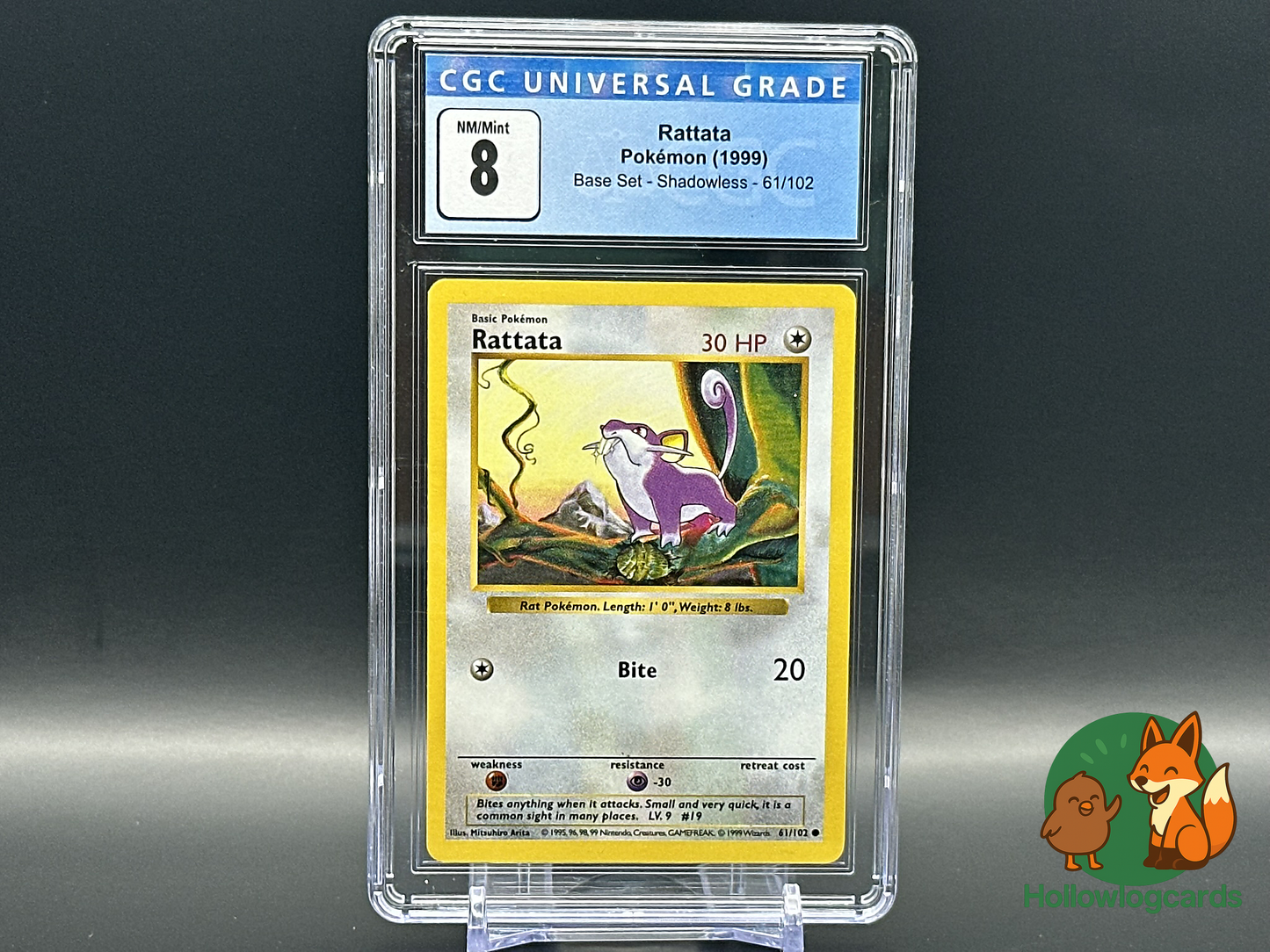 Graded Rattata - Base Set Shadowless [61/102] - CGC 8 WOTC - Arita