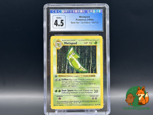 Graded 1st Edition - Metapod - Base Set 54/102 - WOTC - CGC 4.5 - Sugimori