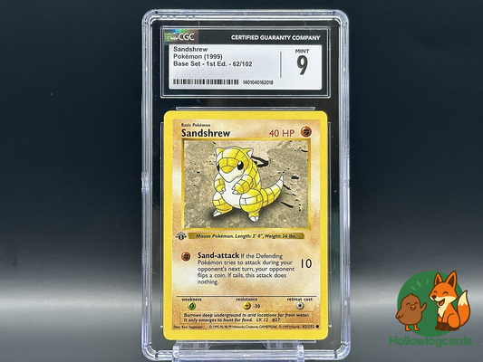 GRADED - 1st Edition - Sandshrew - Base Set 62/102 - WOTC - CGC 9 - Sugimori