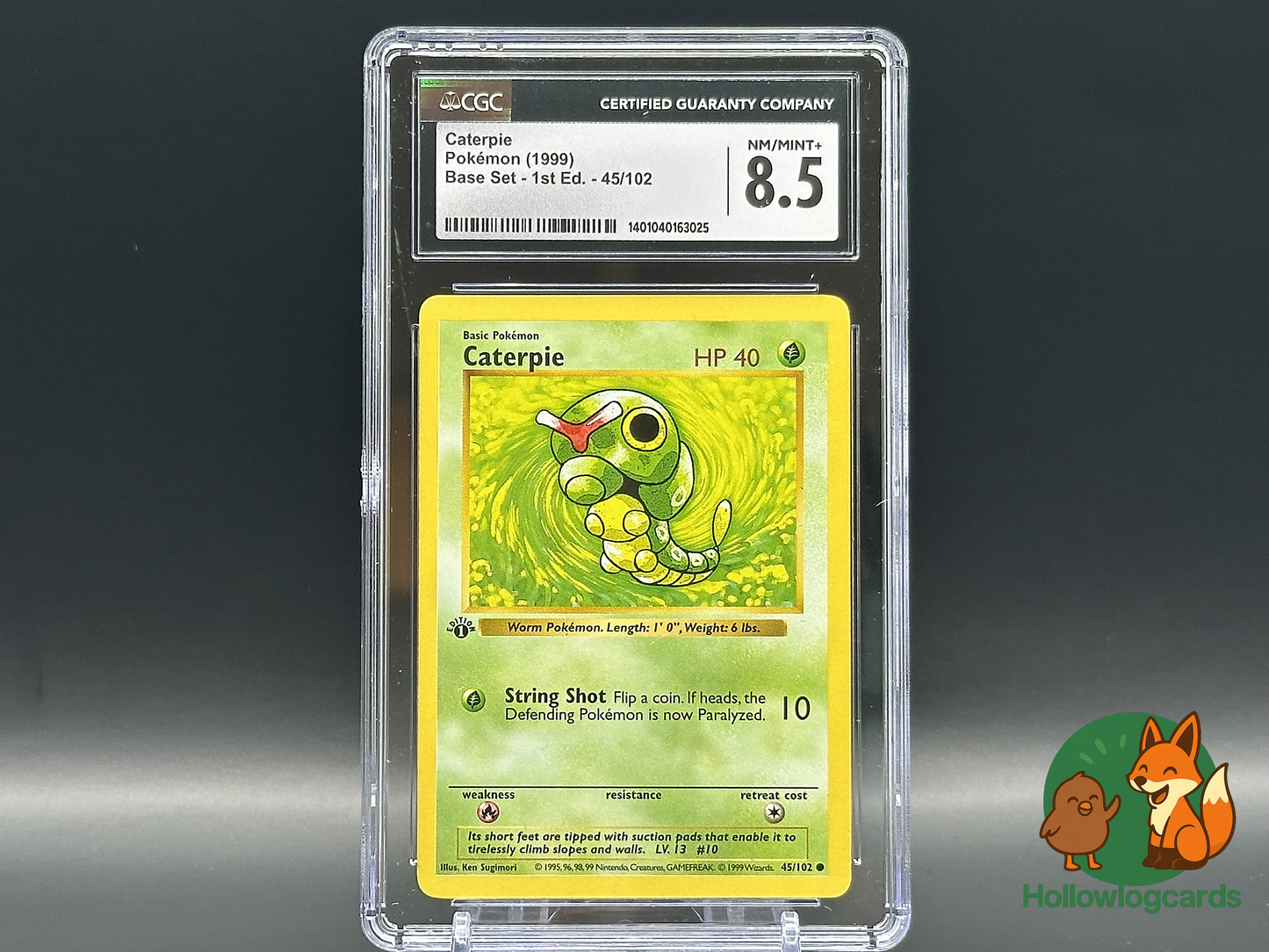 Graded 1st Edition - Caterpie - Base Set 45/102 - WOTC - CGC 8.5 - Sugimori
