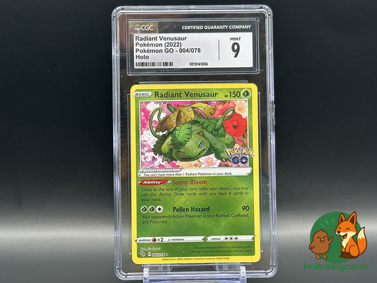 Graded Radiant Venusaur - Pokemon GO - Radiant - Rare Reverse Holo - CGC 9