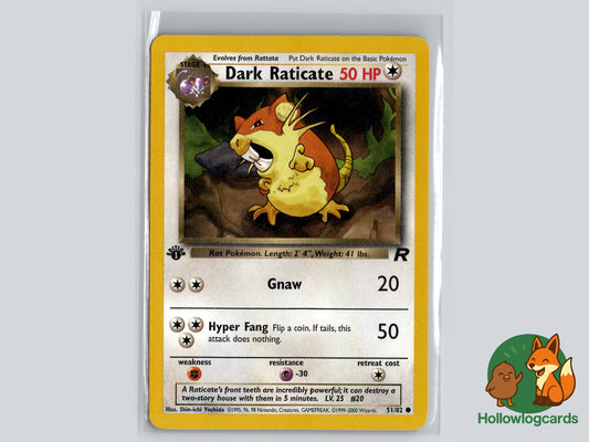 1st Edition Dark Raticate (51/82) - Team Rocket - WOTC