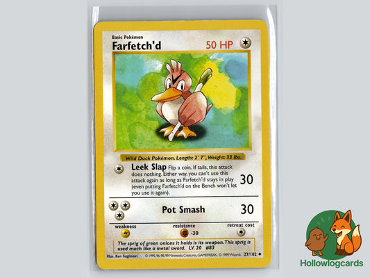 Farfetchd - (Shadowless) Base Set [27/102] - 1999 WOTC - Sugimori