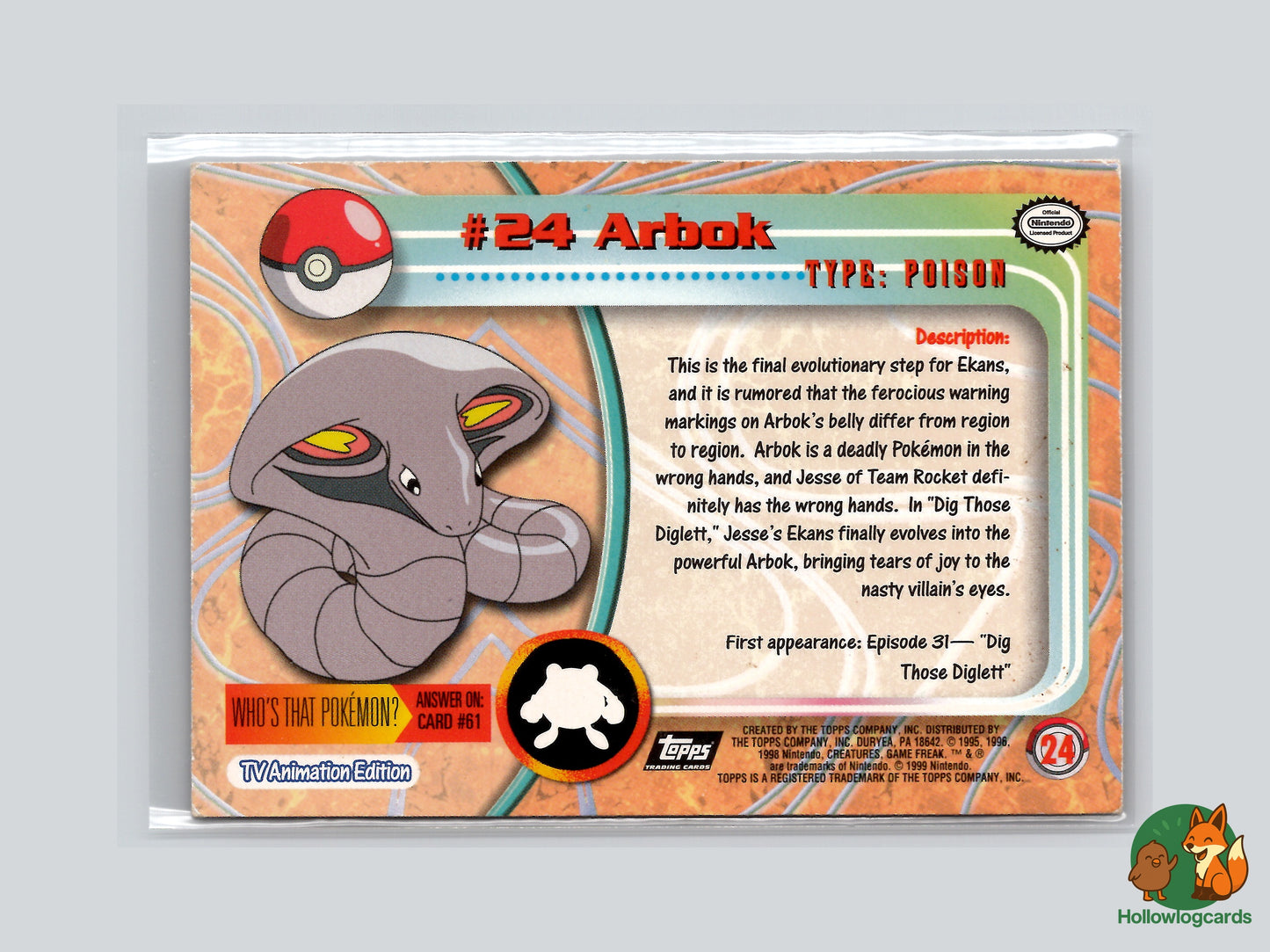 Arbok - DIAMOND GLASS HOLO [24] - Topps - 1999 - Vintage
