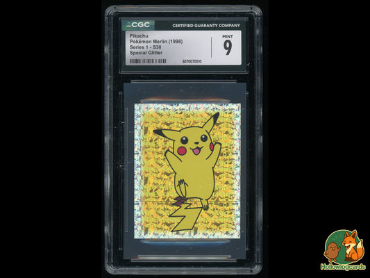 Graded Pikachu - Glitter Special HOLO- Pokemon Merlin (1998) - CGC  9