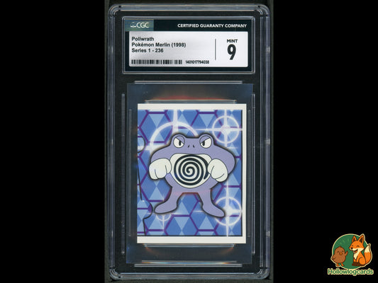 Graded Poliwrath - Pokemon Merlin (1998) - Series 1 #236 - CGC Mint 9